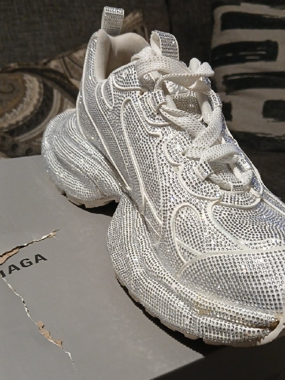 ✨ Balenciaga 3XL “Rhinestones” Low Top Sneakers – Crystal / Light Grey ✨ EU 40 - Picture 5 of 13
